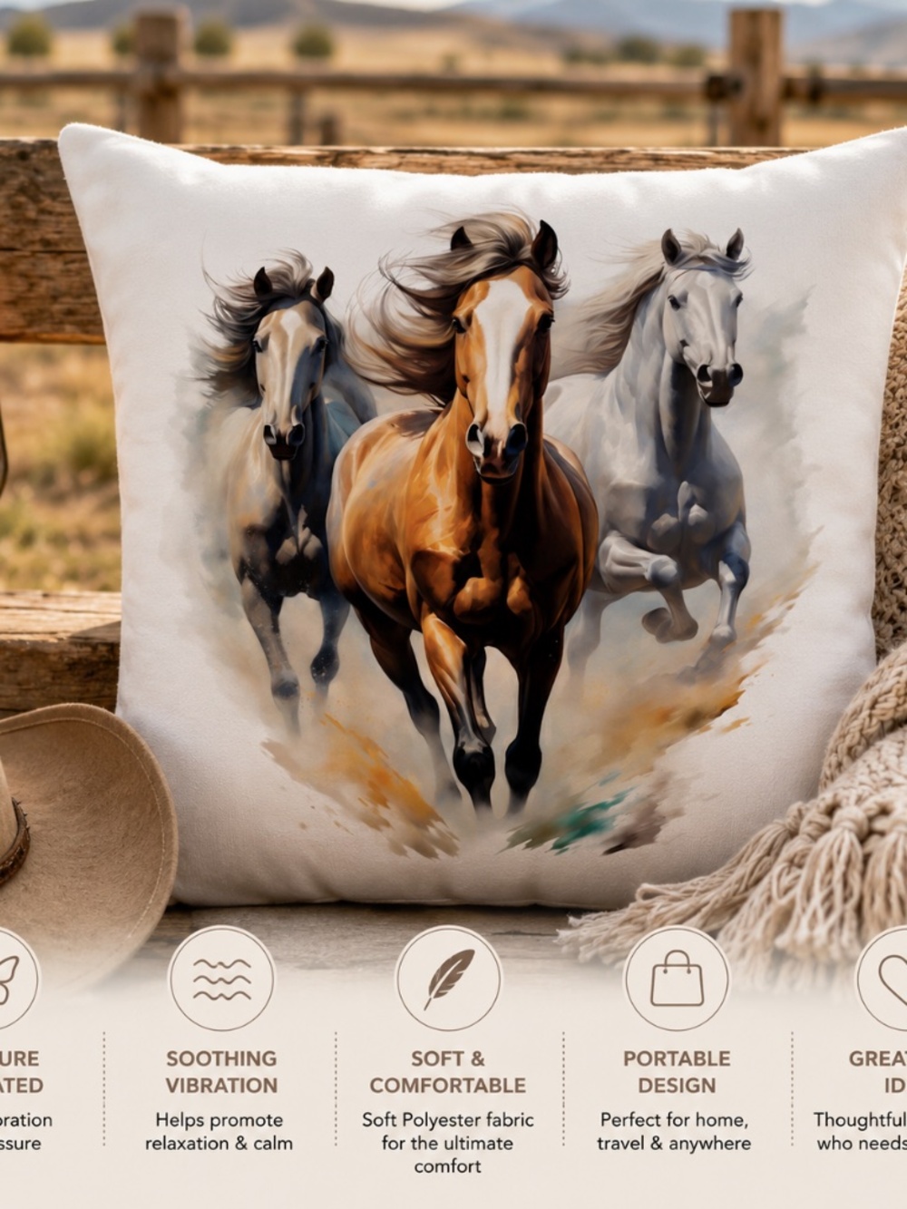 3 Horses Pressure Activated Massage pillow